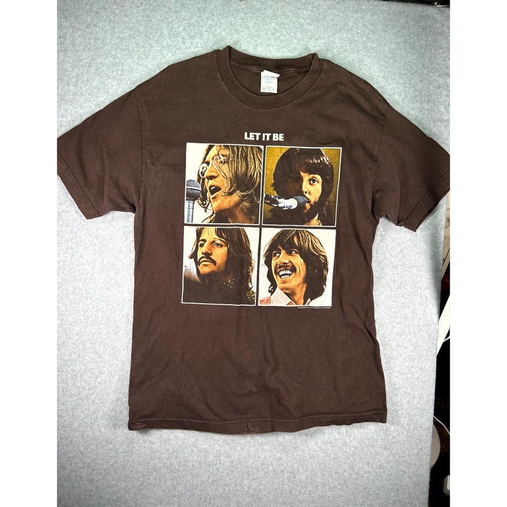 VTG Alstyle Apparel & Activewear The Beatles Let It Be T-Shirt Mens Large Brown